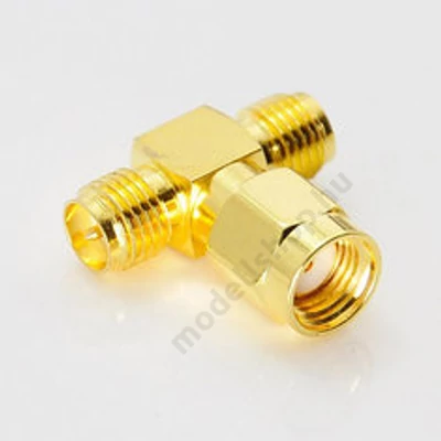 Antenna T adapter RP-SMA papa - 2x RP-SMA mama