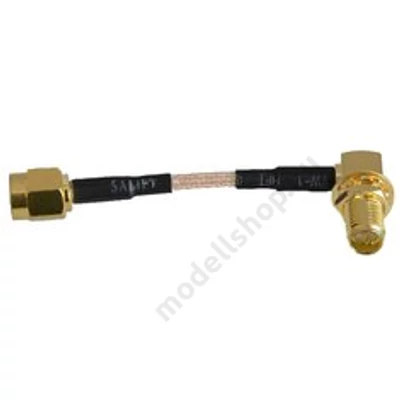 Antenna toldó kábel RP-SMA papa - RP-SMA mama (90fokos, 5cm)